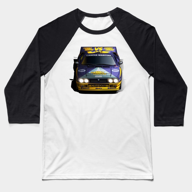 Lancia 037 Grifone Group B - Illustration Baseball T-Shirt by Mario Ramos Rally Art